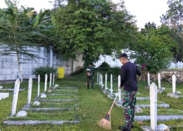 Jelang Hari Bakti TNI AU Lanud Pattimura Laksanakan Karya Bakti Di TMP Kapahaha Ambon