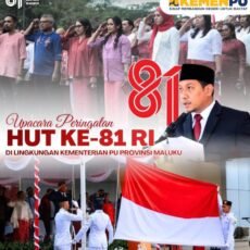 Balai Kemetrian PU Maluku Gelar Upacara HUT RI Ke 81