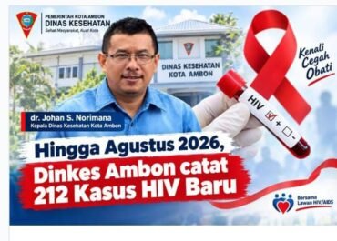 Dinas Kesehatan (Dinkes) Kota Ambon mencatat 212 kasus HIV baru hingga Agustus 2026